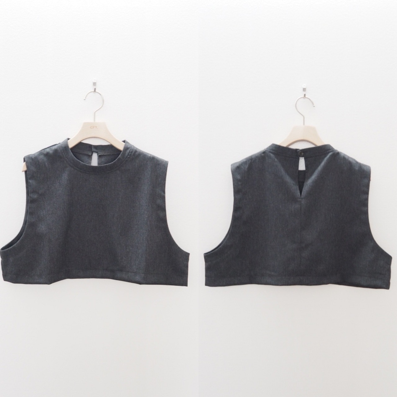 smooth cloth short vest/gray