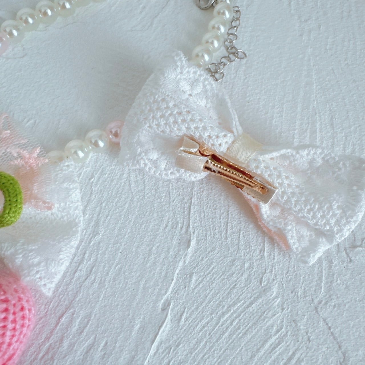 チューリップリボンネックレスとおリボンのセット（２サイズ）