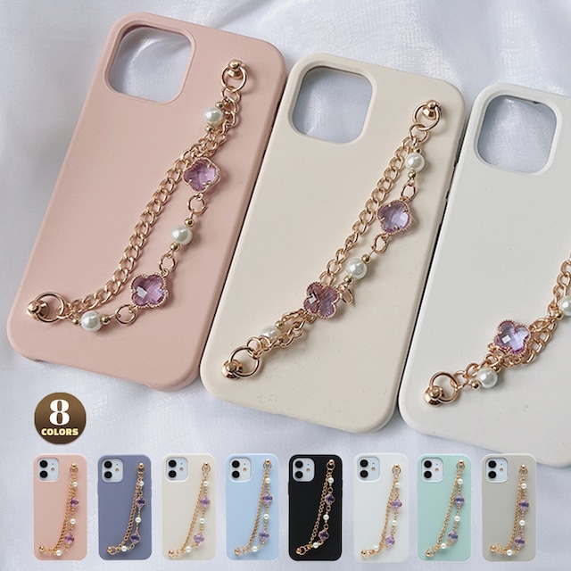 Clear purple clover chain silicon iphone case