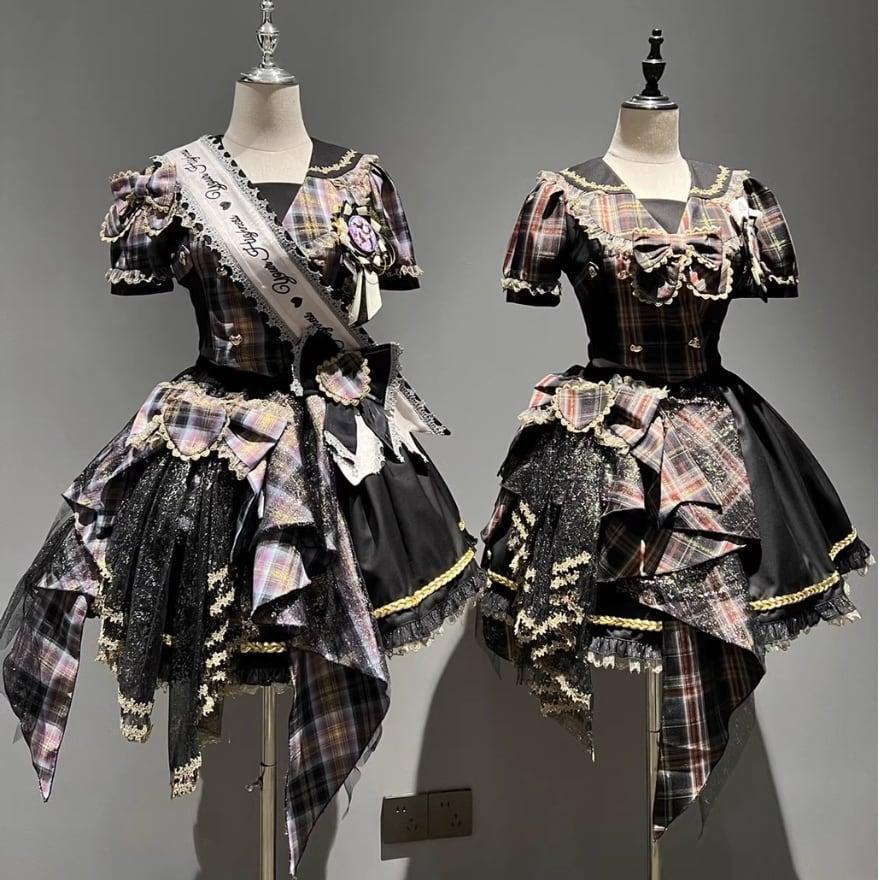 【即納ブラックL】ライブ ステージ衣装/コンカフェ/アイドル衣装 セットアップ チェック柄