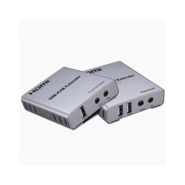 HDMI KVM エクステンダー 60m LAN 延長器 USB HDMI延長器 1080P 60Hz CAT6 マウス キーボード対応 映像 音声 同時伝送 HDMI-60M-KVM