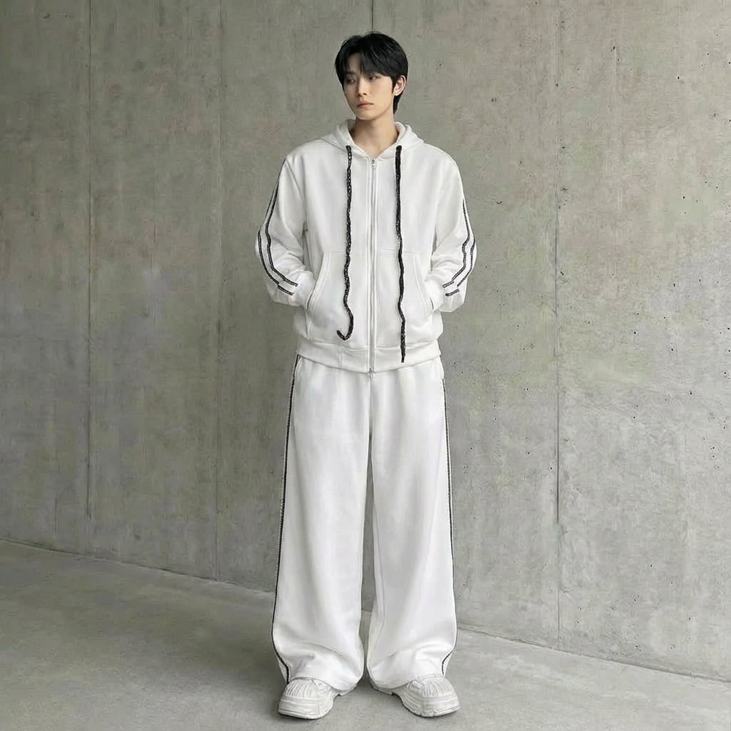 ストリートモード サイドラインパーカー&ワイドトラックパンツ セットアップ 2カラー D11963