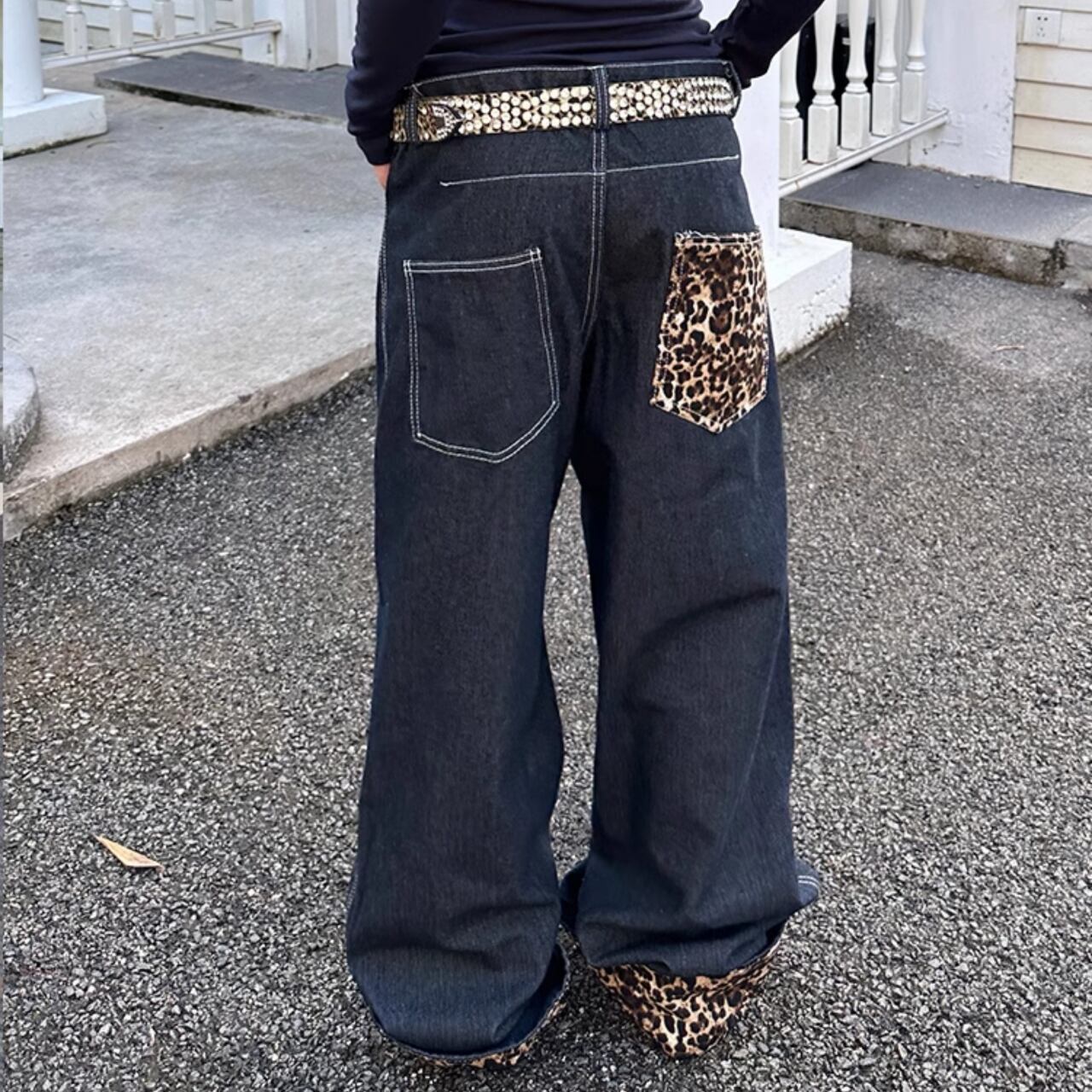 rhodolirionフリルペインターデニムパンツ