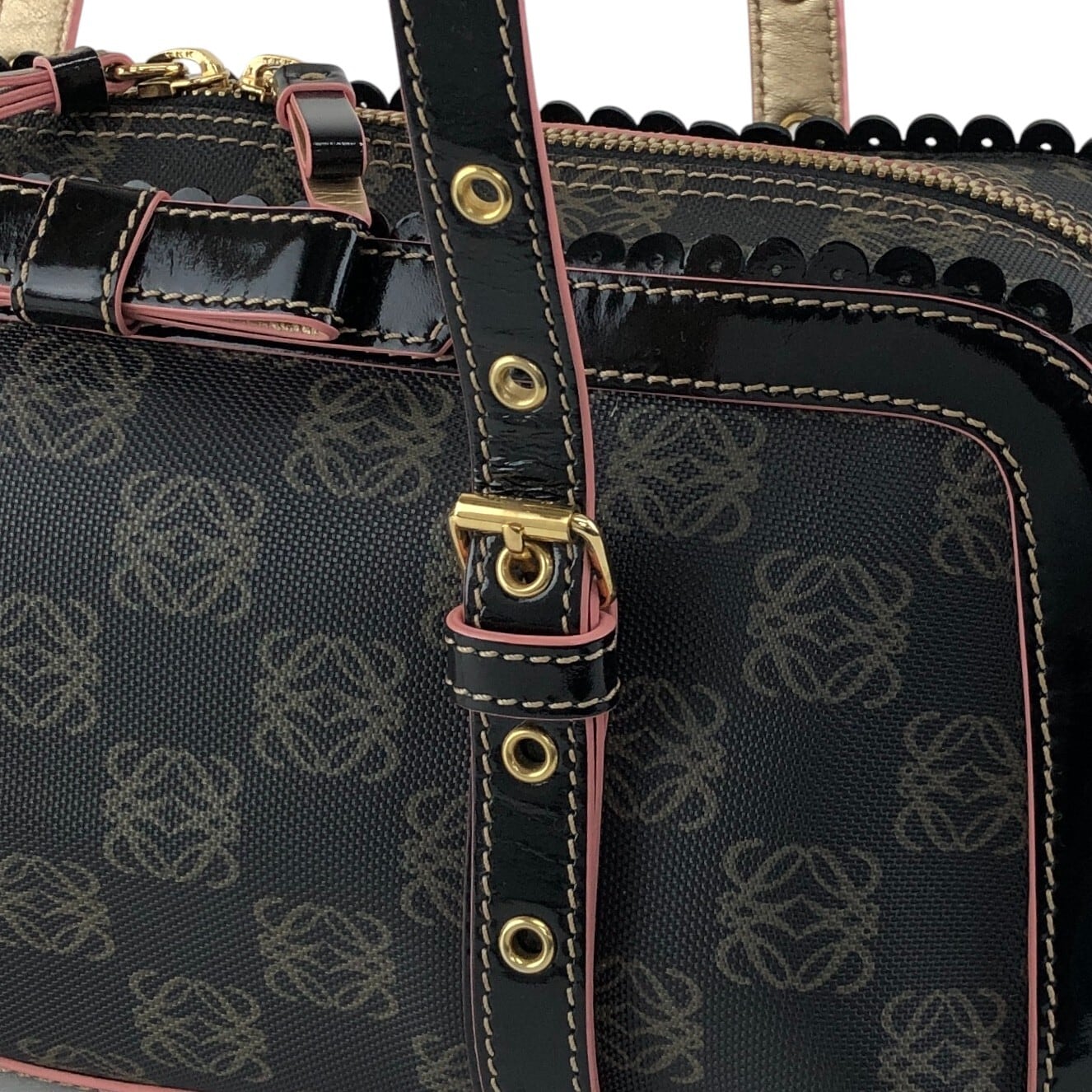 LOEWE ロエベ ハンドバッグ ブラック アナグラム PVC ボストンバッグ