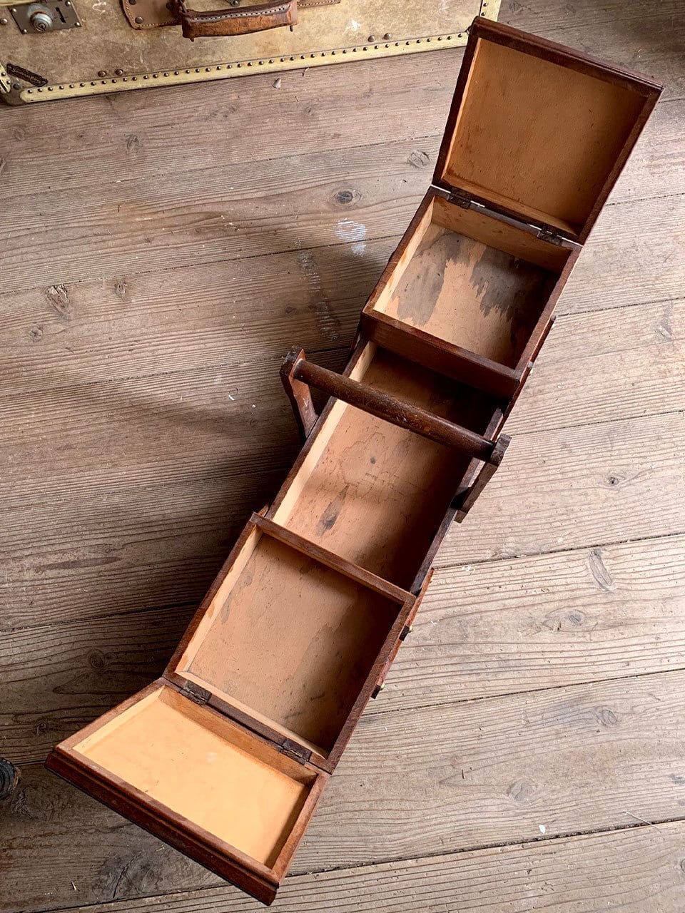 木製2段 ミニソーイングボックス 焦げ茶 ダークブラウン | Brocante de