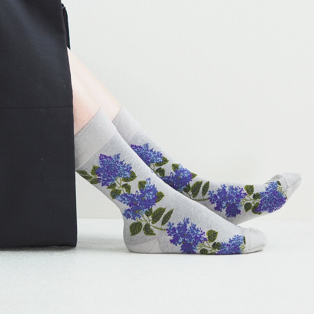 新品andèアンデソックス23～25cm 日本製ライラックグレー