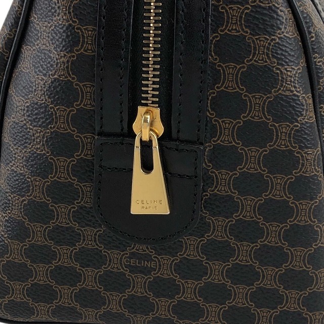 CELINE セリーヌ マカダム ショルダーバッグ ブラック ブラゾン型押し PVC/レザー ミニボストン vintage ヴィンテージ オールド u3fgiw