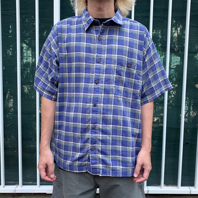 Patagonia ACヤーンダイシャツ 98年 ポルトガル製 L 青系