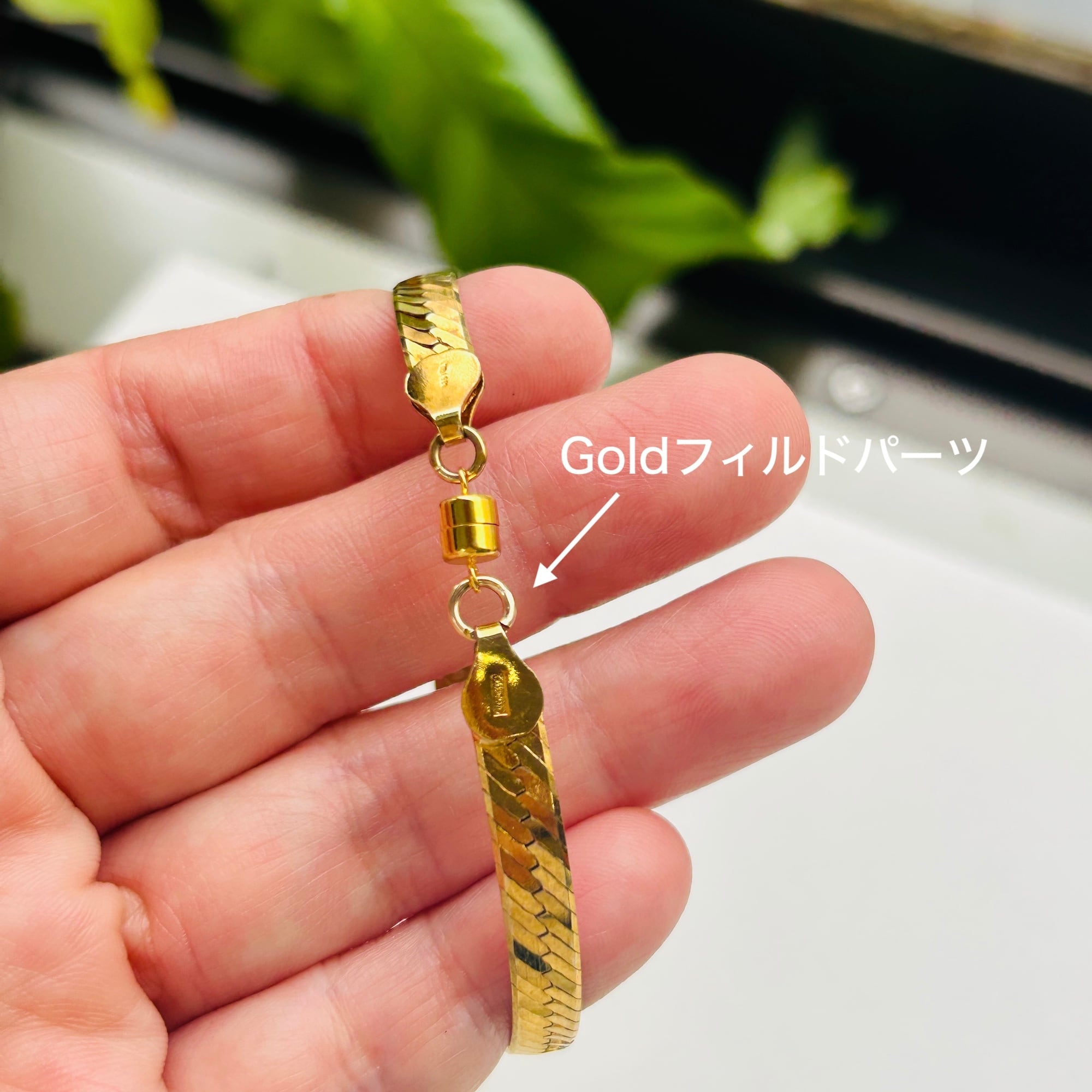 Italy vintage ボックス ヘリンボーンチェーンブレスレット 925 Italy シルバー925 GPヘリンボーンブレスレット（18cm） | Milo
