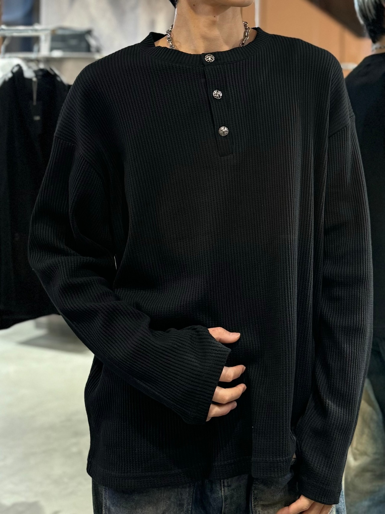 ALUDE SELECT】henry neck waffle T-shirt（3color） | 【ALUDE】韓国 