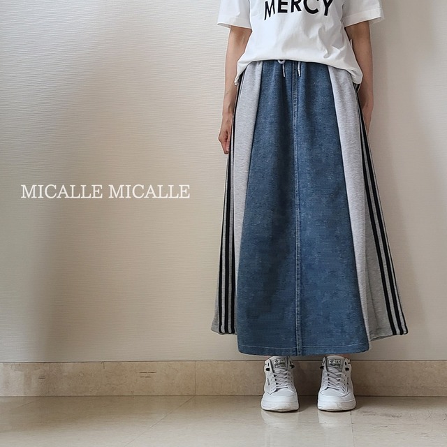 【MICALLE MICALLE】サイドラインデニムスカート(MMA146SCA)