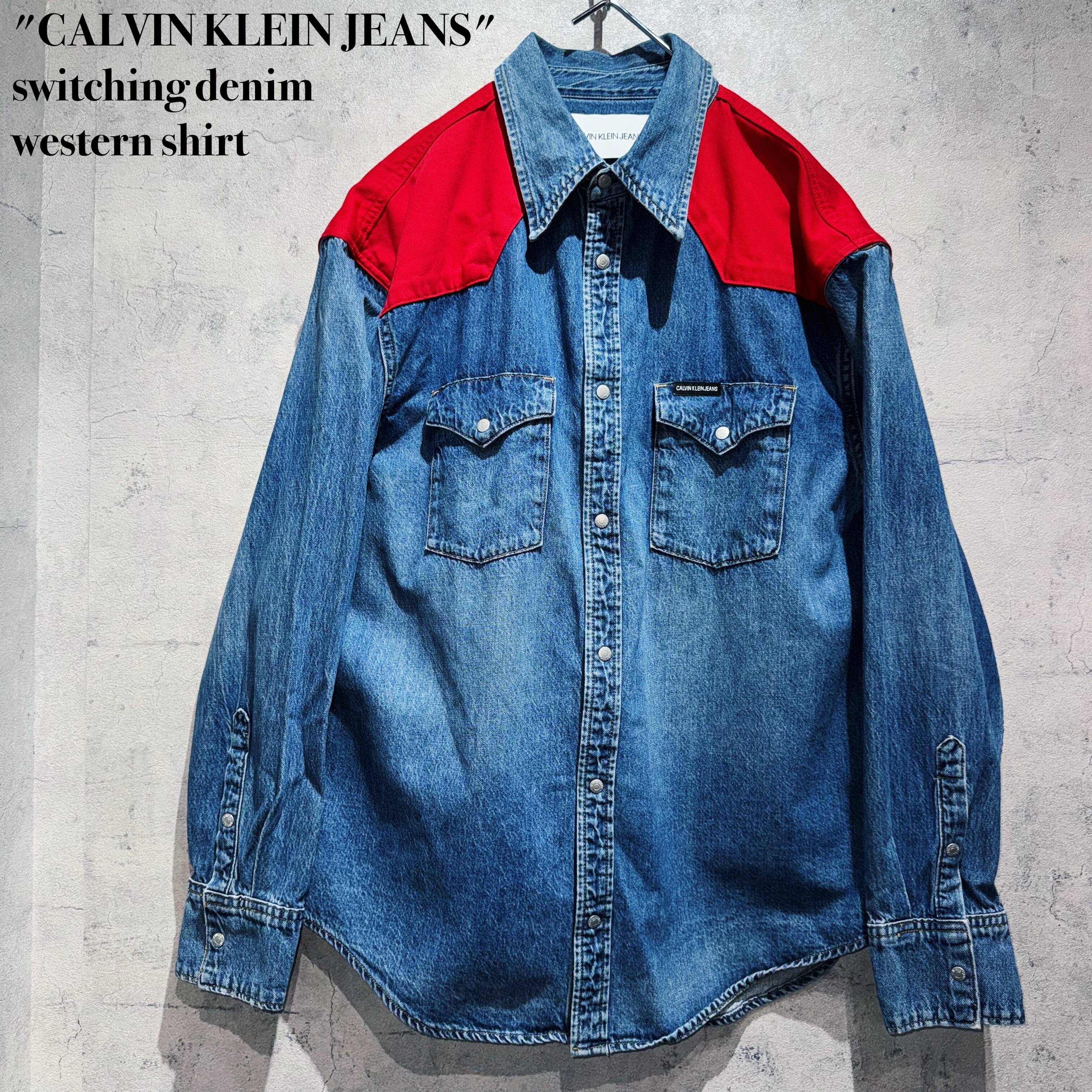 "CALVIN KLEIN JEANS"switching denim western shirt