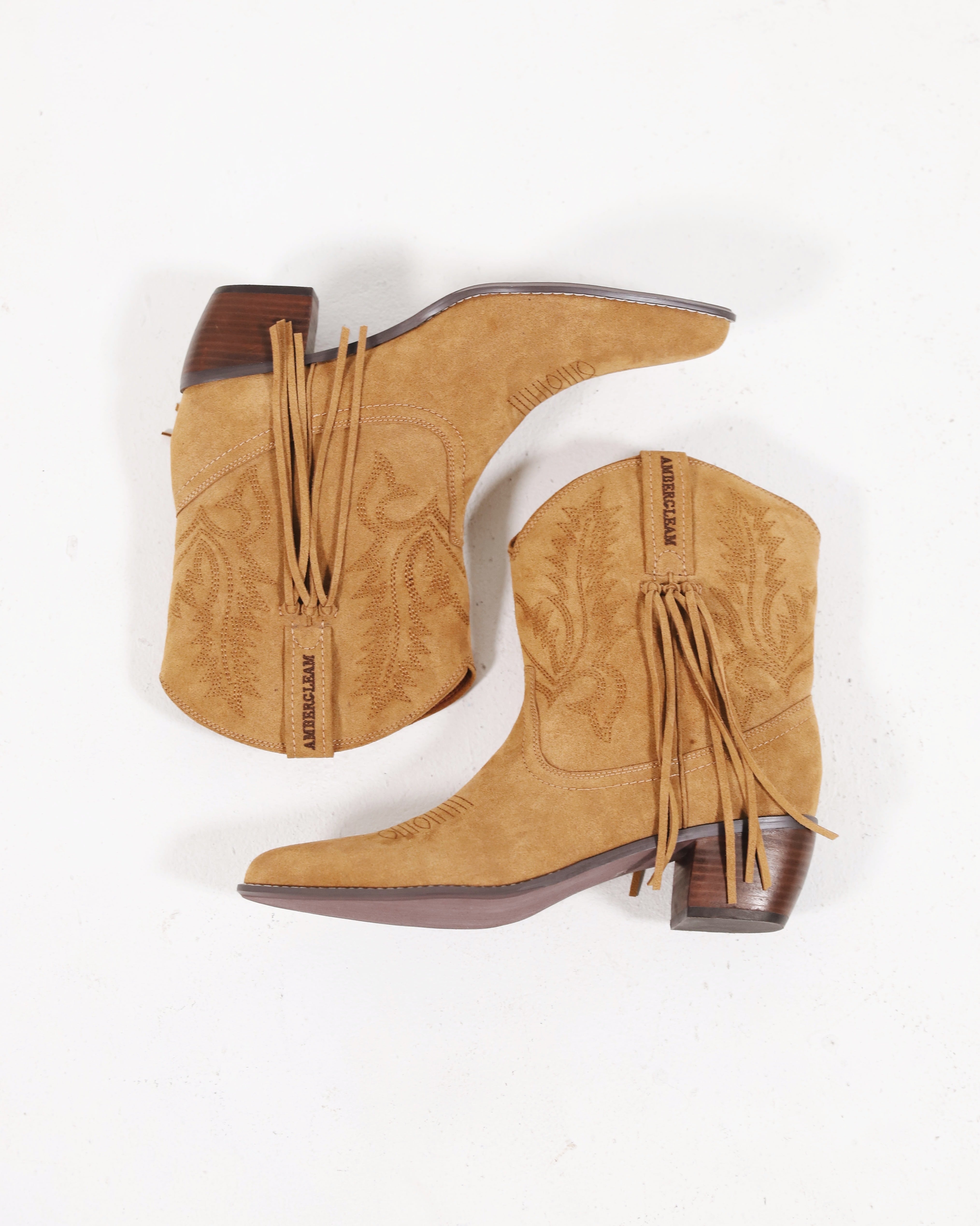 残り僅か | Tassel Western Short Boots - Camel