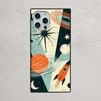 受注生産 iPhoneケース ロケットと惑星の水色宇宙｜スペースエイジ RFSP011B