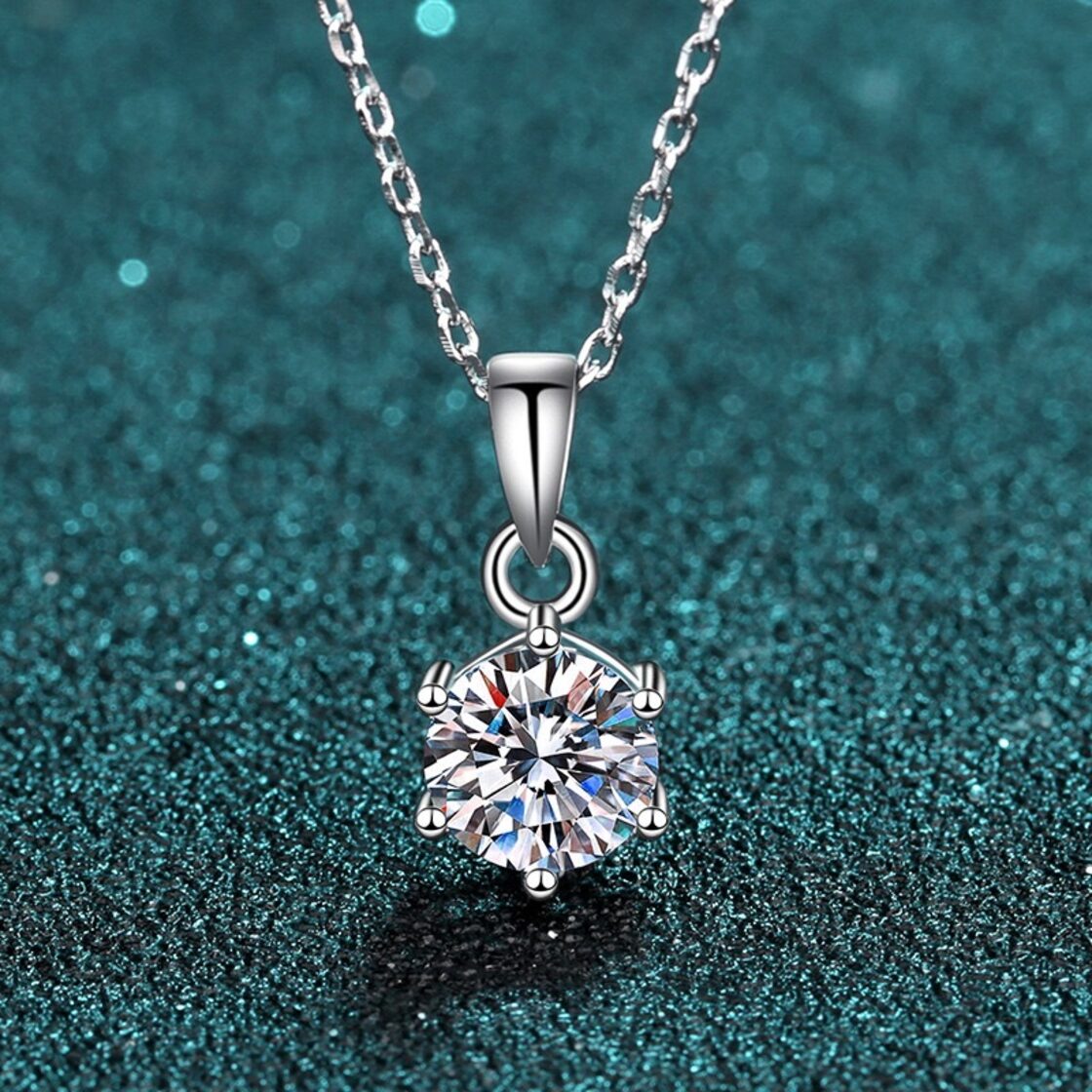 モアサナイト 6本爪留め ネックレス 3ct 一粒ダイヤ 一粒ネックレス 
