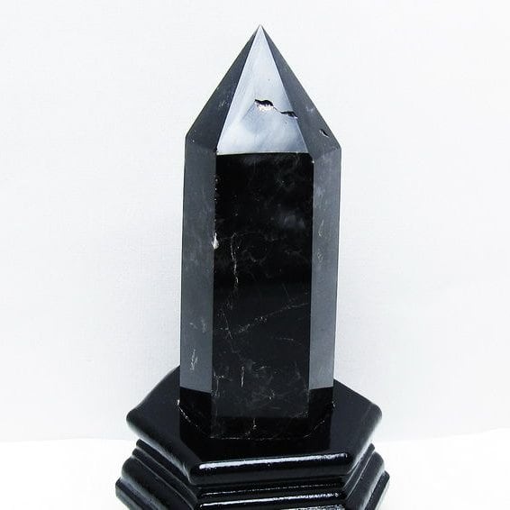 モリオン 黒水晶 六角柱 台座付属 一点物 152-4035