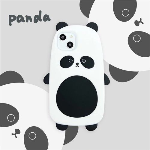 iPhone13 Pro Max 12 11ケース 白黒 パンダ 立体 耳付き クマ♪ アイフォンSE3ケース SNS映え アニマル柄 ほっこり癒される♥