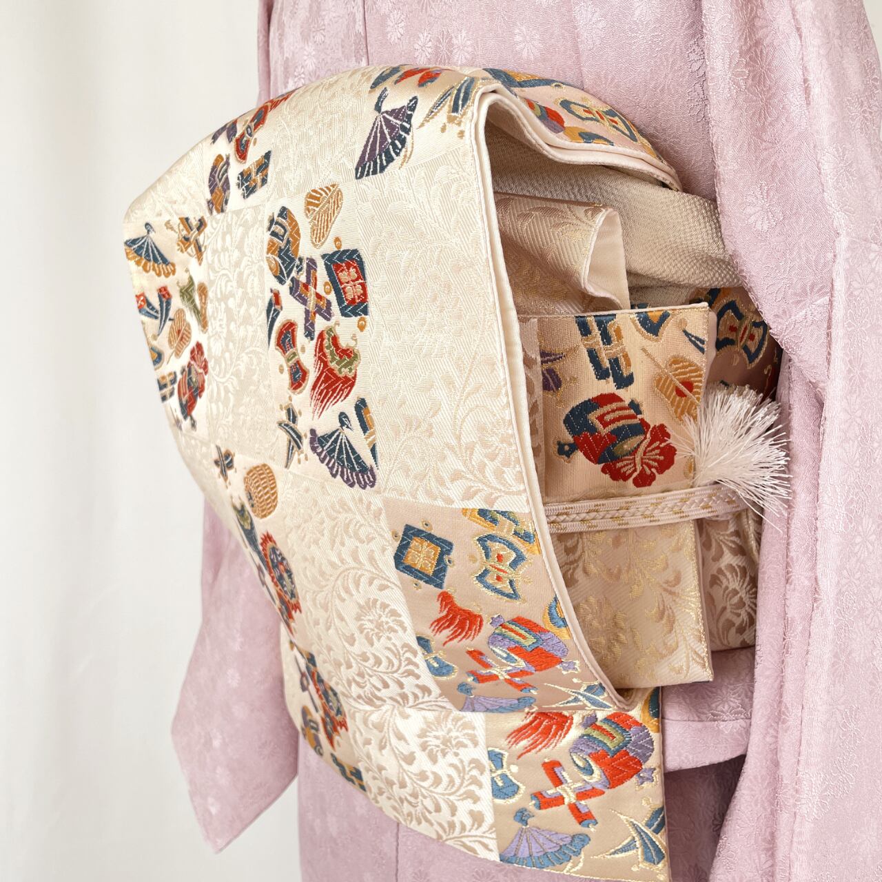 正絹袋帯・市松宝尽くし／美品！未使用同等品 | SELECT KIMONO 華ふじ