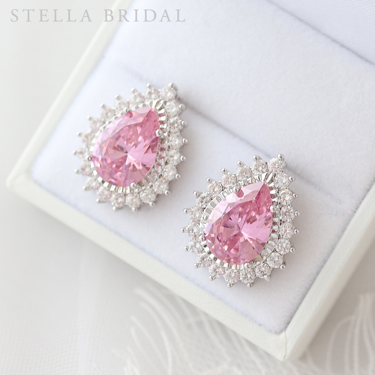 キュービックジルコニア ブライダルイヤリング＆ピアス［Jewel] Drop 