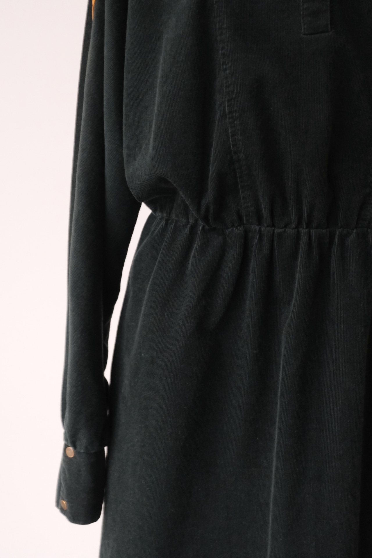 Black corduroy long sleeve shirt dress