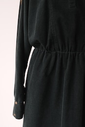 Black corduroy long sleeve shirt dress