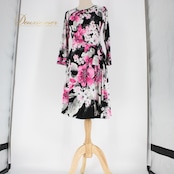 社交ダンス 衣装 スタンダード ドレス ワンピース レッスンウェア パーティドレス 黒 DECIDES ブラック系 ホワイト系 グレイ系 ピンク系 フラワープリント シック 大人用 女性用 カジュアル ストレッチ ドレッシー 着心地良い シンプル エレガント デザイン おしゃれ イベント用 結婚式 二次会 パーティー ファッション