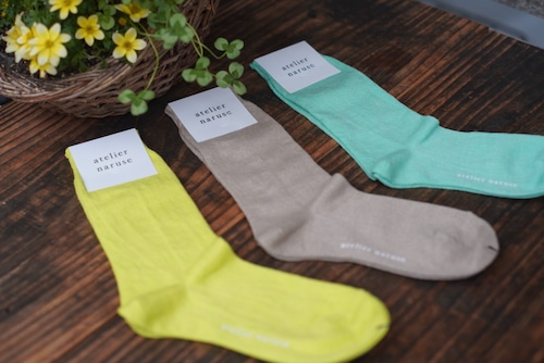 atelier naruse 　linen cotton stockinette middle socks