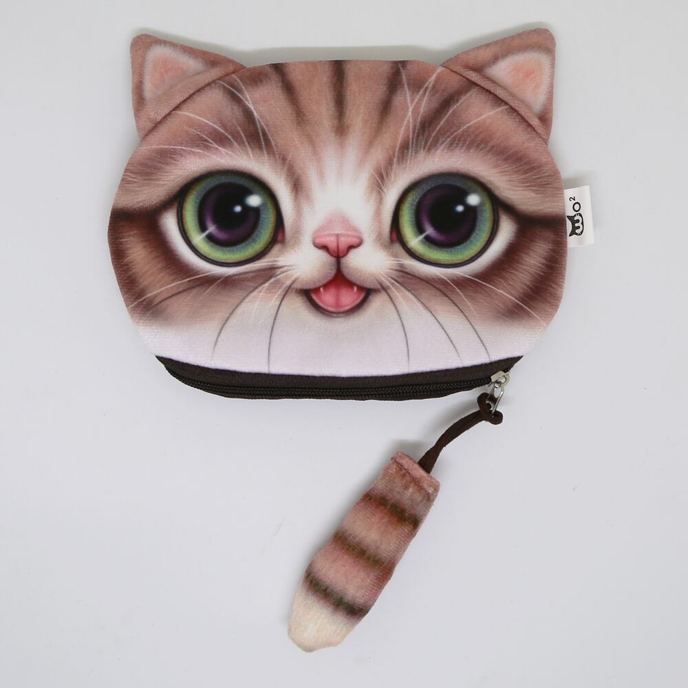 猫の顔　手刺繍の大きめリネントート