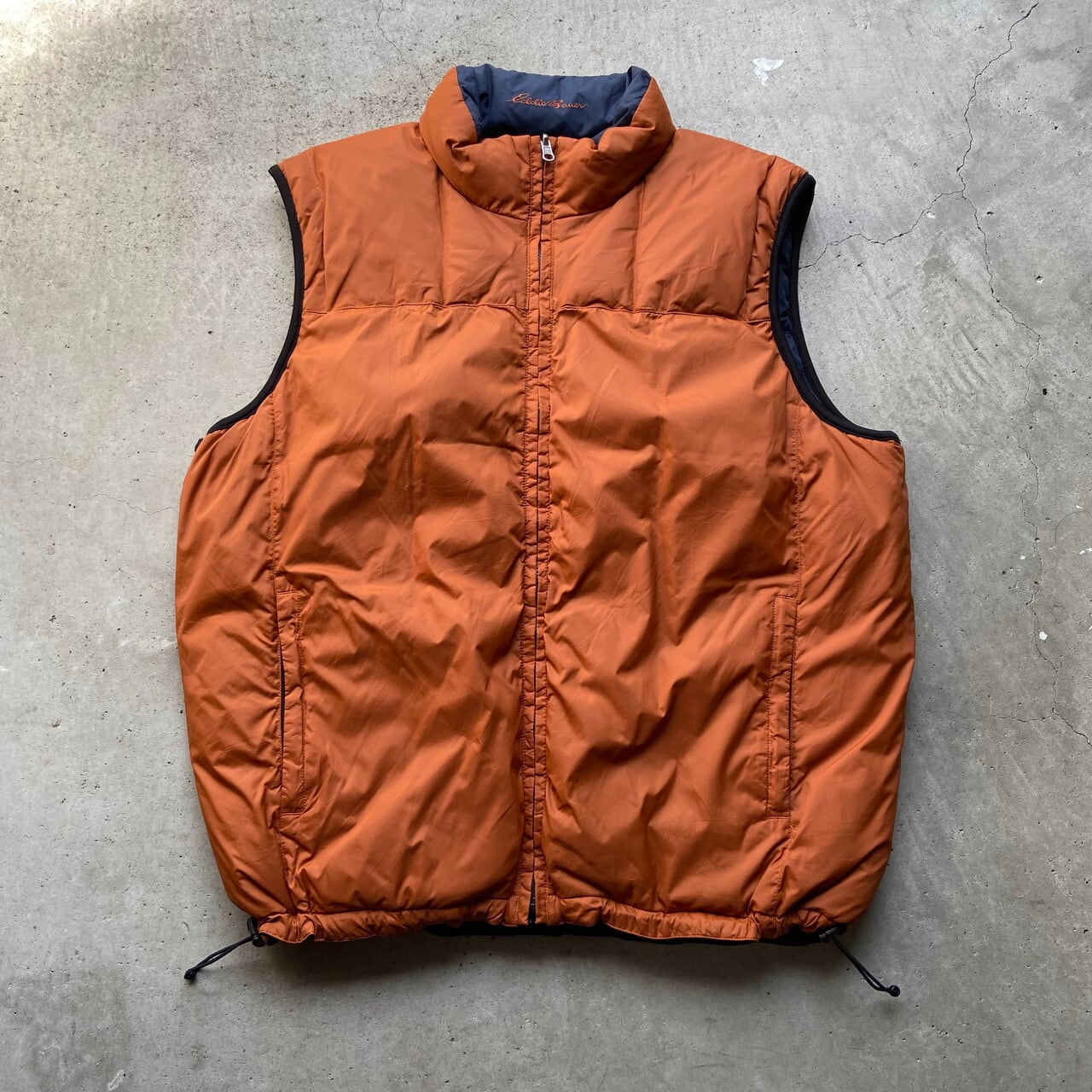 Eddie Bauer エディーバウアー オレンジ×ネイビー リバーシブル グース