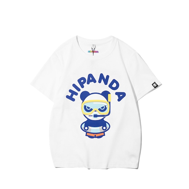 送料無料 【HIPANDA ハイパンダ】キッズ Tシャツ KID'S DIVING HIPANDA PRINTED SHORT SLEEVED T-SHIRT / WHITE・BLACK