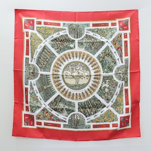 美品 HERMES エルメス カレ90 ポリフィルの夢想 Le Songe de Poliphile 大判ショール シルクスカーフ 23-0455
