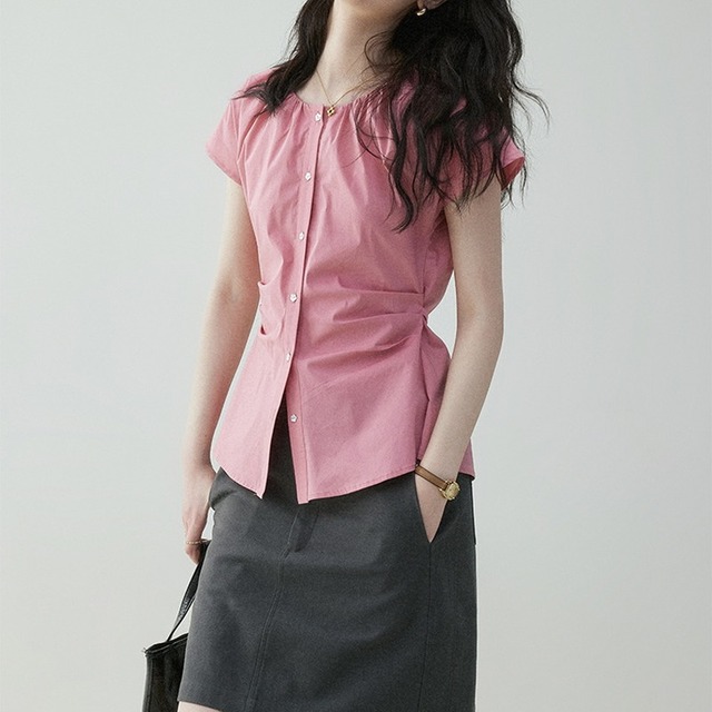 round neck compact shirt　10878