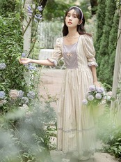 【0023】Striped Back Ribbon Retro Short Sleeve Dress