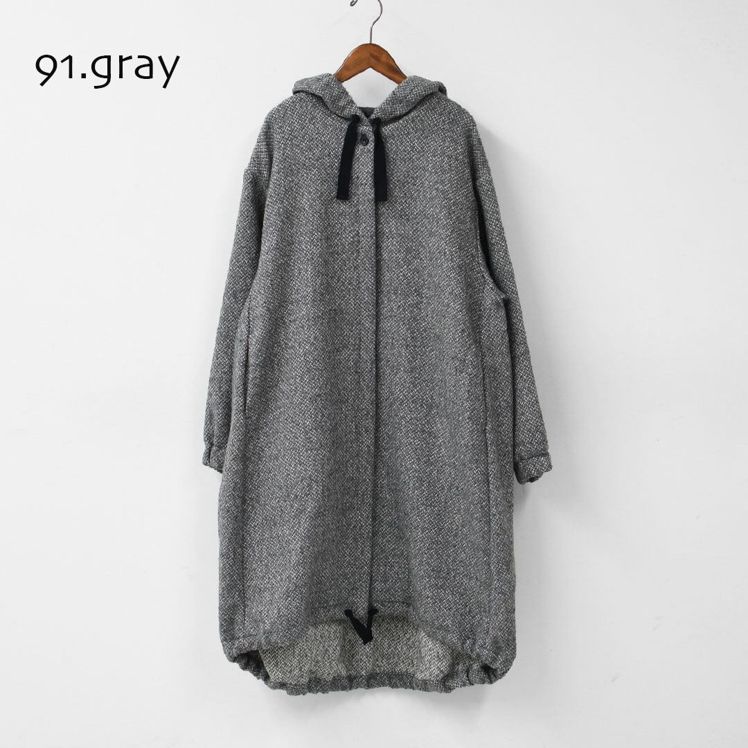 mizuiro ind [ミズイロ インド] wool blend hooded CT [3-270058