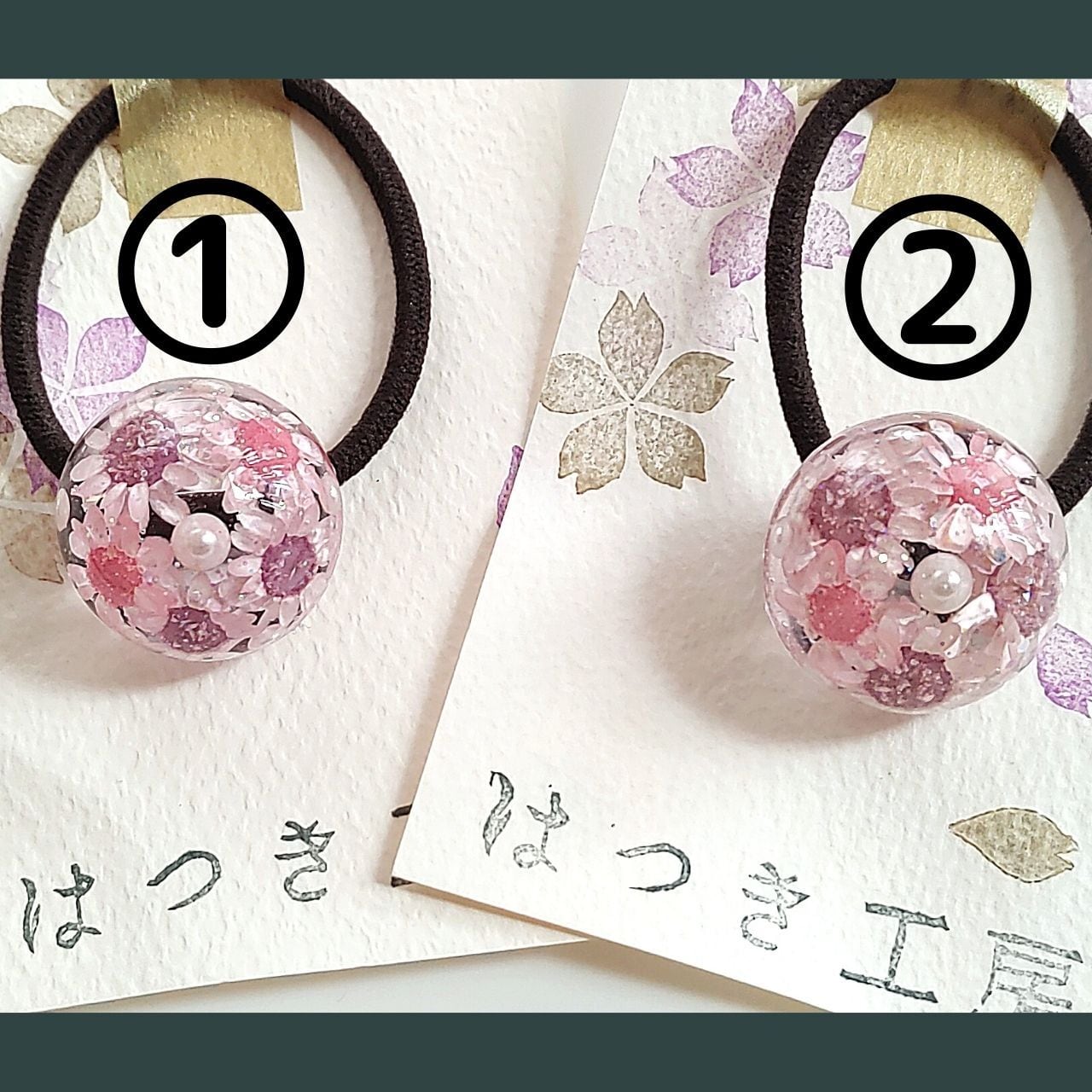 【No.7】ドライフラワー　ピンク　パープル　ヘアゴム　ハンドメイド セール】ドライフラワーヘアゴム ピンク×パープル | はつき工房
