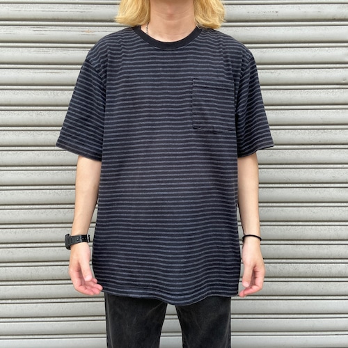 carhartt カーハート ボーダーTシャツ ポケT 細ボーダー ブラック L