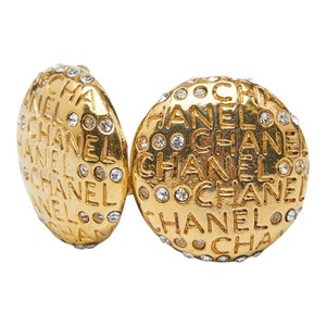 シャネル ロゴ ラインストーン イヤリング ゴールド メッキ レディース CHANEL 【中古】