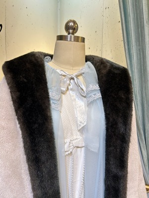 vintage black× gray twotone faux fur coat