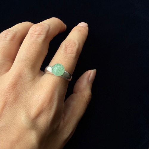 Vintage Jade Ball Silver Ring