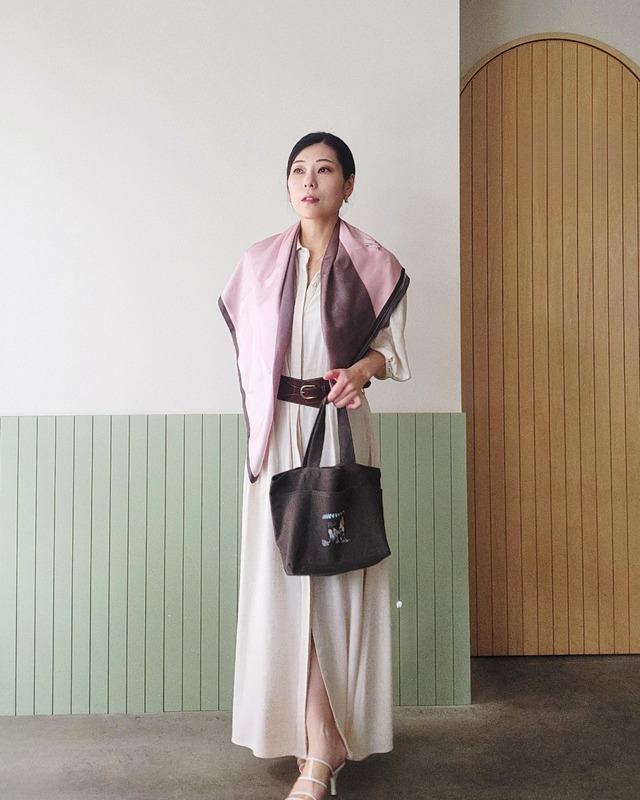 【7月限定】スカーフ（PINK & BROWN）