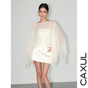 Chiffon Poncho & Slim Bandeau Top Set/2color