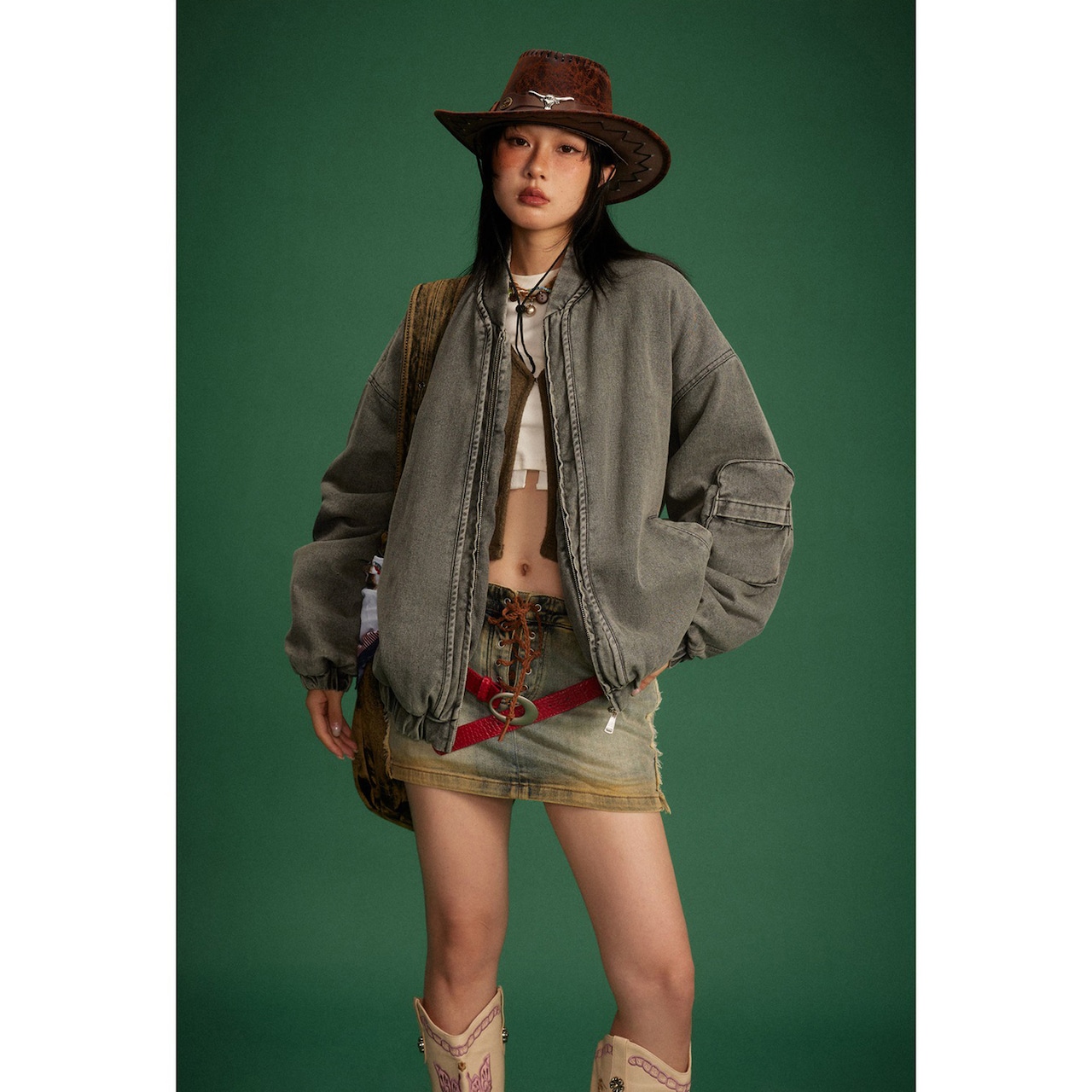 【暖かさUP】VINTAGE デニム中綿ジャケット T1269