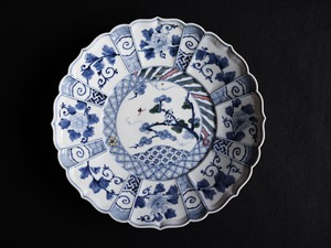 ■山本長左  :  色絵 松の鳥図　盛皿