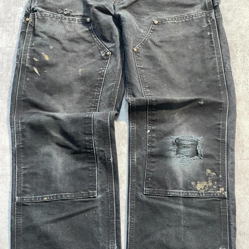 00s USA製 ブラック ダブルニー Carhartt B01 29×30 詳細写真5