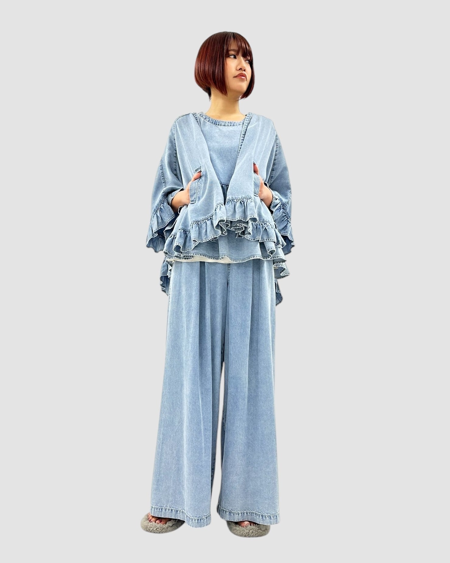 ayane】テンセルデニムタックワイドパンツ 825508 アヤン | red earth