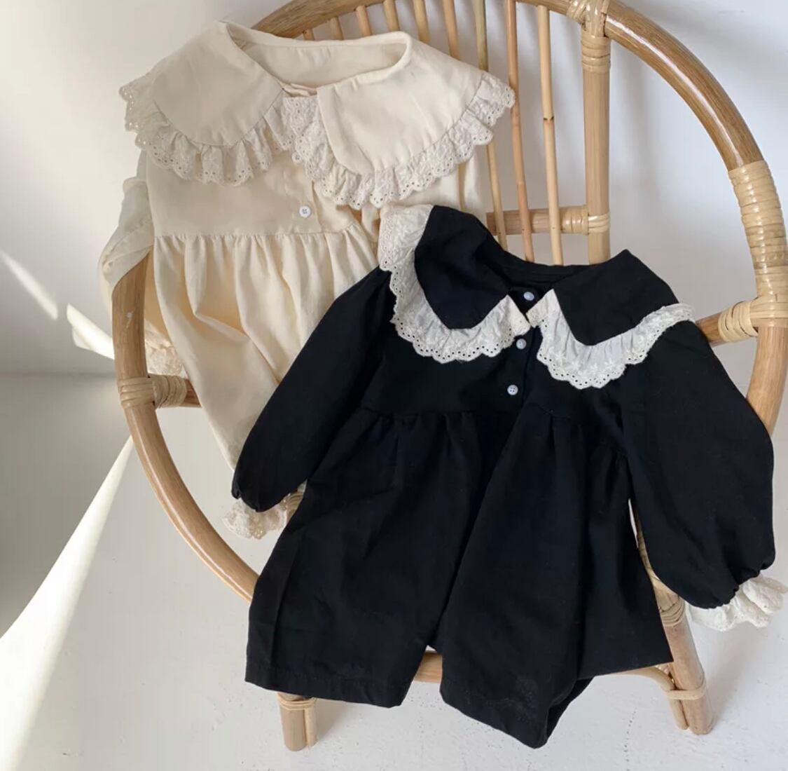 レースビッグカラーワンピース》》》》》海外子供服 レース プチプラ 女の子 ガール ワンピース