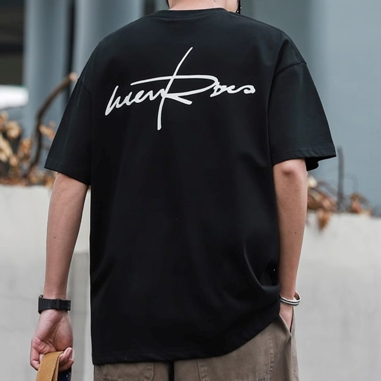 Back Print Box Silhouette T-Shirt ◇4color H0697