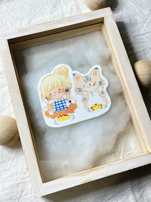 ステッカー◎猫とオムライス