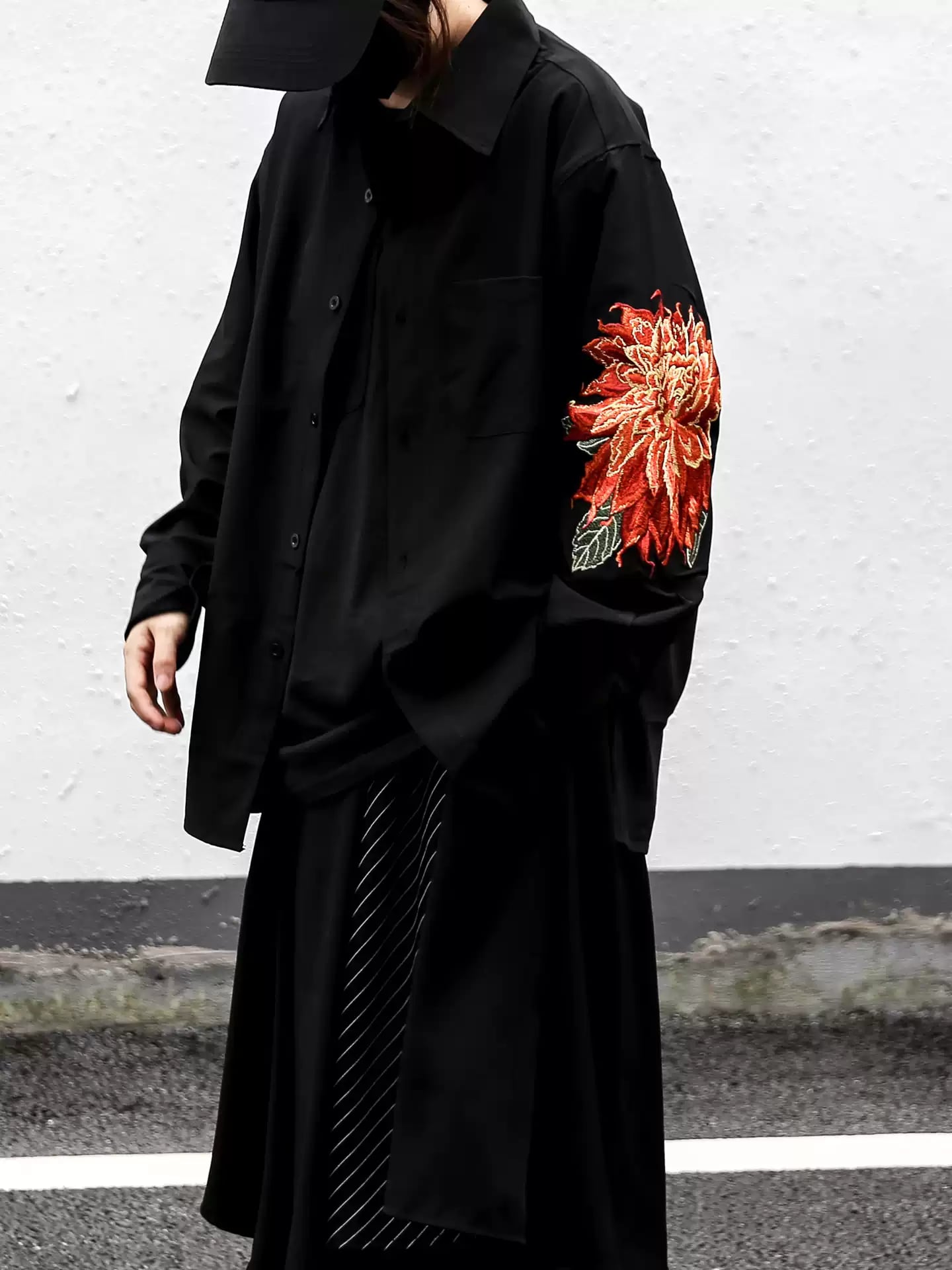 【ORV0183】Black Embroidered Shirt