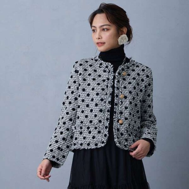 ドット ツイード カジュアル ジャケット 226866